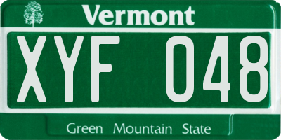 VT license plate XYF048