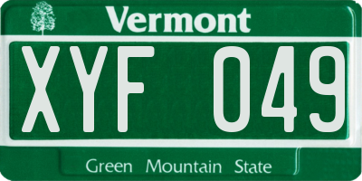 VT license plate XYF049