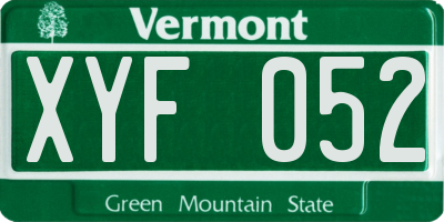 VT license plate XYF052