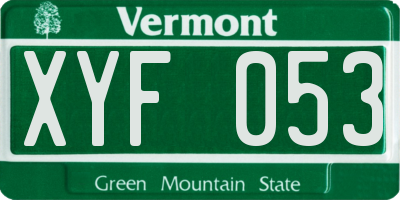 VT license plate XYF053