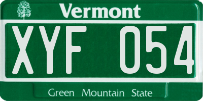 VT license plate XYF054