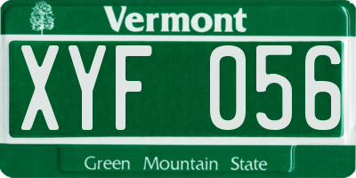 VT license plate XYF056