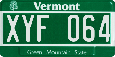 VT license plate XYF064