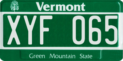 VT license plate XYF065