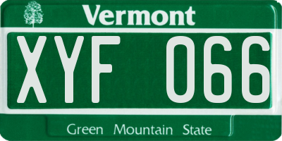 VT license plate XYF066