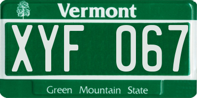 VT license plate XYF067