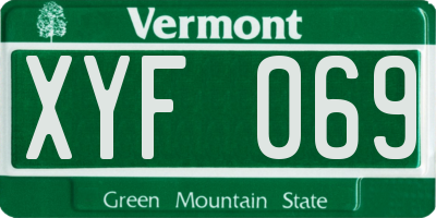 VT license plate XYF069