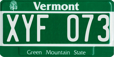 VT license plate XYF073