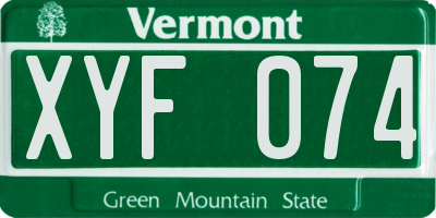 VT license plate XYF074