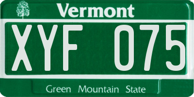 VT license plate XYF075