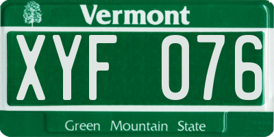 VT license plate XYF076