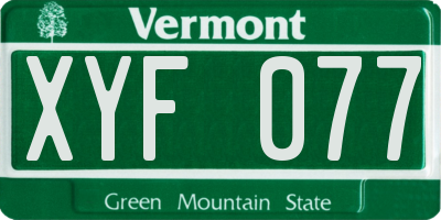 VT license plate XYF077