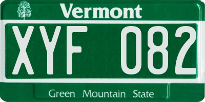 VT license plate XYF082