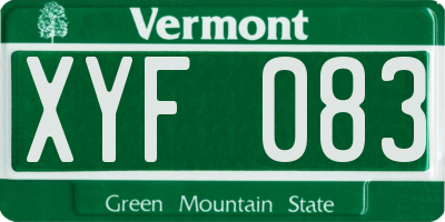 VT license plate XYF083