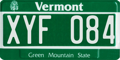 VT license plate XYF084