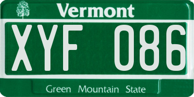 VT license plate XYF086