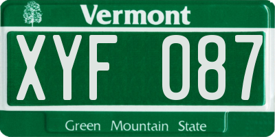 VT license plate XYF087