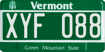VT license plate XYF088