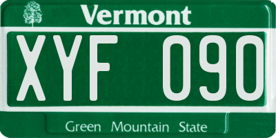 VT license plate XYF090