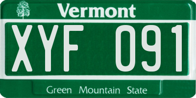 VT license plate XYF091