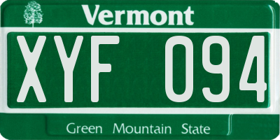 VT license plate XYF094