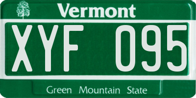 VT license plate XYF095