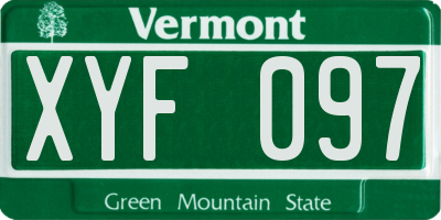 VT license plate XYF097