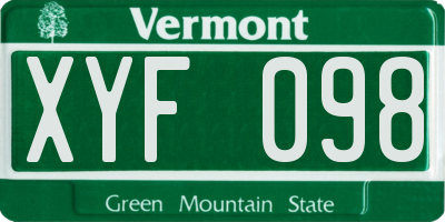 VT license plate XYF098