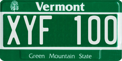 VT license plate XYF100