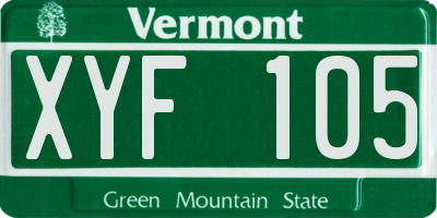 VT license plate XYF105