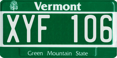 VT license plate XYF106