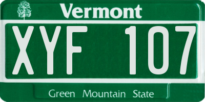 VT license plate XYF107