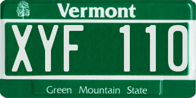 VT license plate XYF110