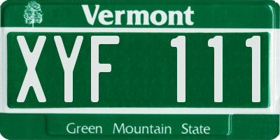 VT license plate XYF111