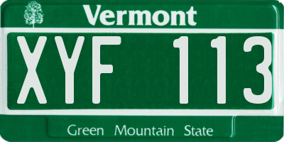 VT license plate XYF113