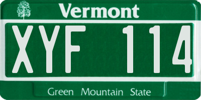 VT license plate XYF114