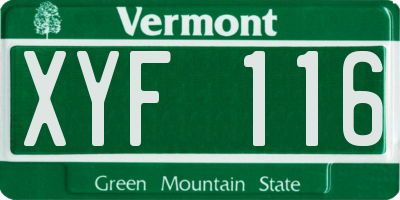 VT license plate XYF116