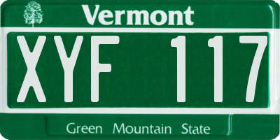 VT license plate XYF117