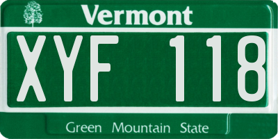 VT license plate XYF118