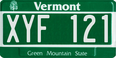 VT license plate XYF121