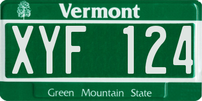 VT license plate XYF124