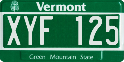 VT license plate XYF125