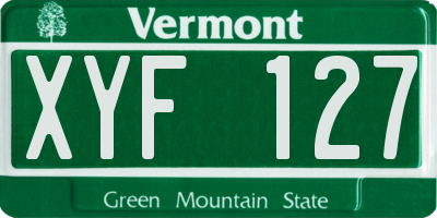 VT license plate XYF127