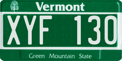 VT license plate XYF130