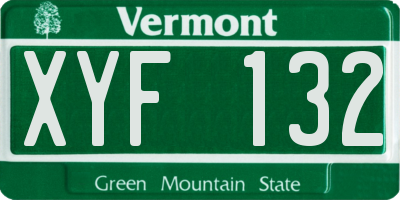 VT license plate XYF132