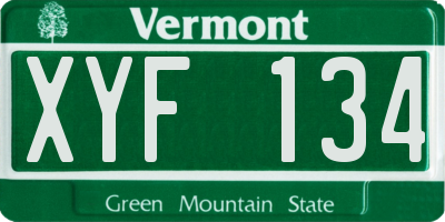 VT license plate XYF134