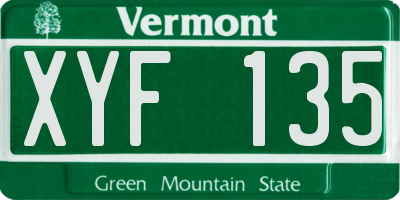 VT license plate XYF135