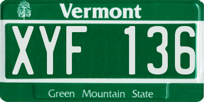 VT license plate XYF136