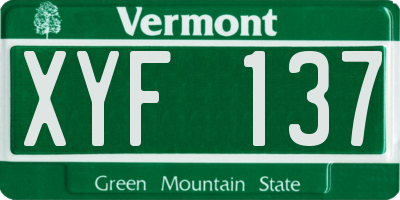 VT license plate XYF137