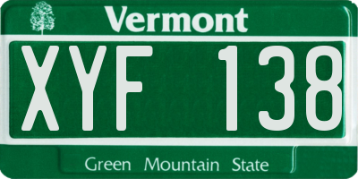 VT license plate XYF138